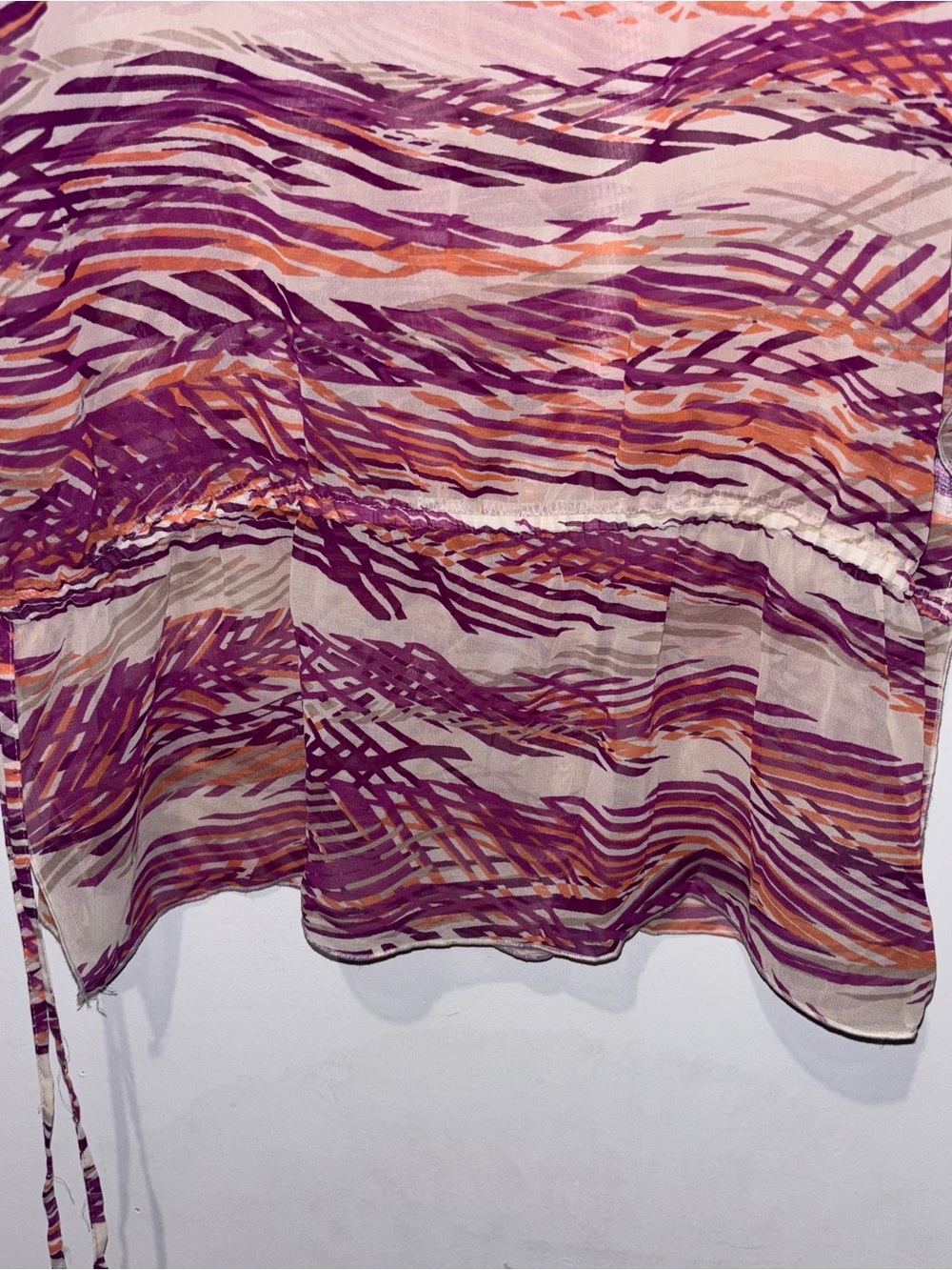 Apt. 9 Sheer Wave-Print Tunic in Purple and Cream with Orange Accents - Picture 3 of 6